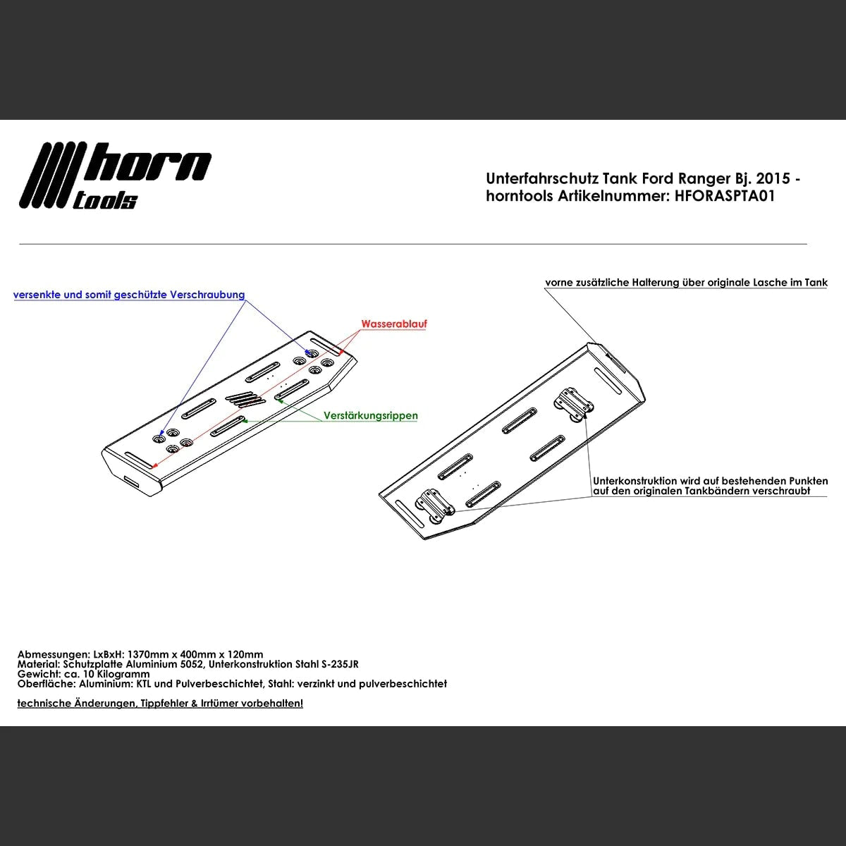 Unterfahrschutz SET - Tank Motor Getriebe Kühler